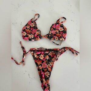SHEIN Floral Bikini - Pink and Orange